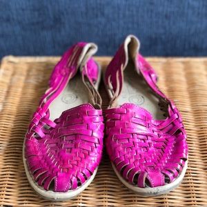 Hot Pink Leather Mexican Huaraches (sandals)